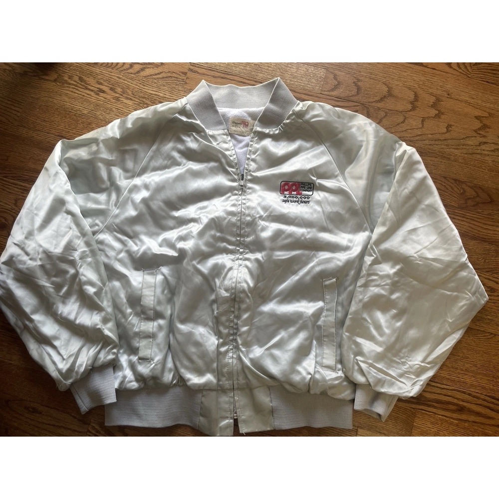 Vintage PHILLIPS PIPE LINE Jacket Work Oilfield Used Mens XL USA 70'S 80'S nylon